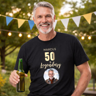Camiseta 50 & Lendário Ouro Foto 50º Aniversário 