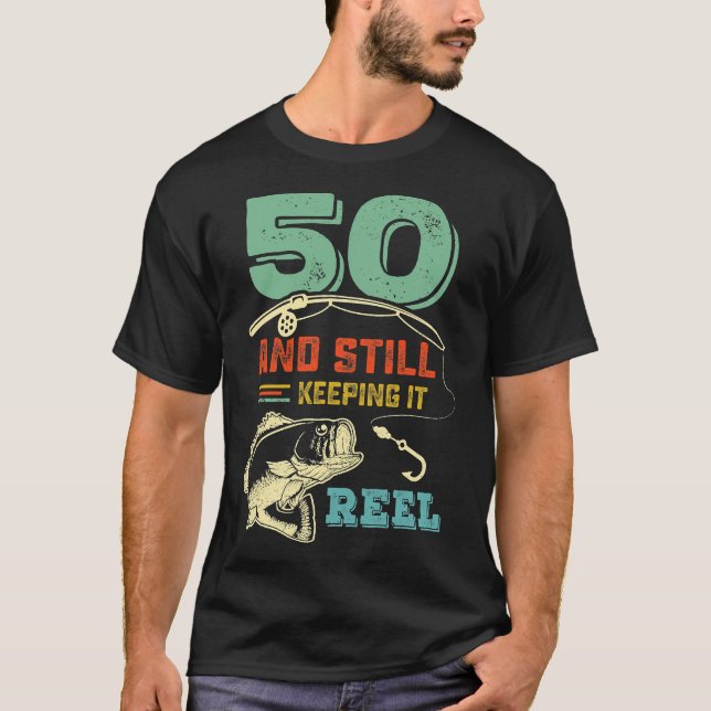 Camiseta 50.o Aniversário A pescar 50 pescadores (Frente)