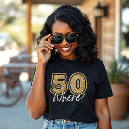 Camiseta 50 Quando Dourado brilho e preto 50. º aniversário