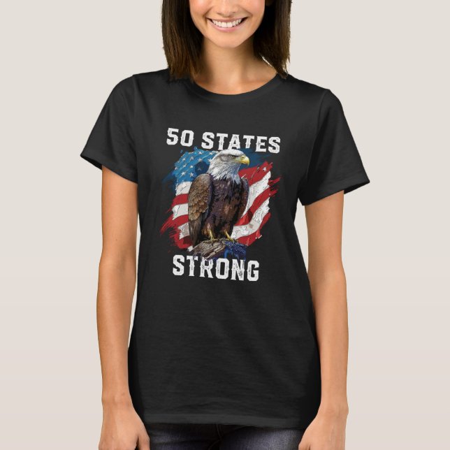 Camiseta 50 States Strong American Bald Eagle America 4th O (Frente)