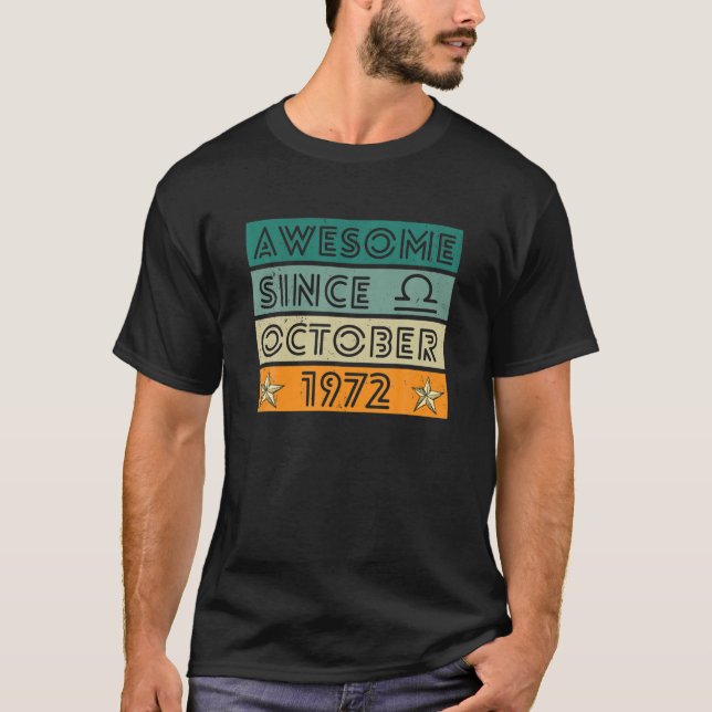Camiseta 50 Year Old Awesome Since October 1972 50Th Retro (Frente)