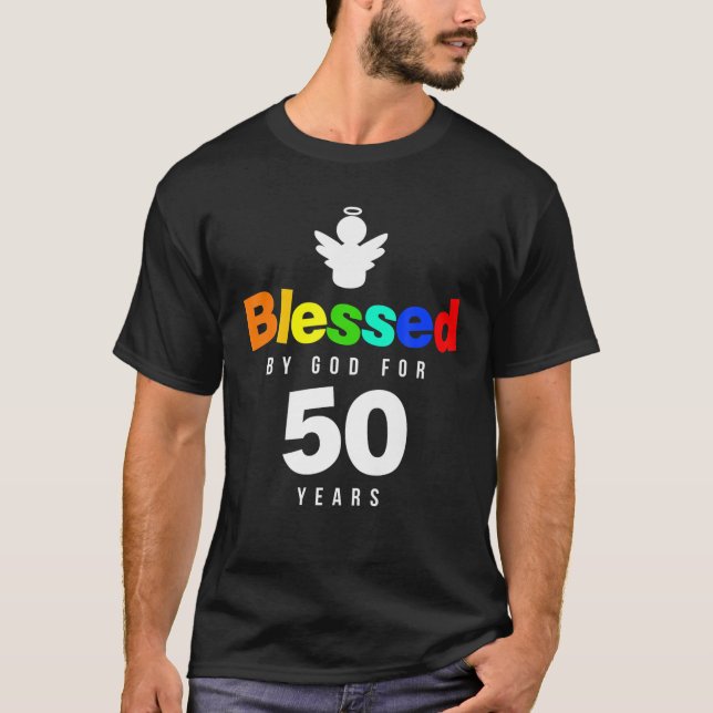 Camiseta 50O Aniversário, Presente Cristão Abençoado Por De (Frente)