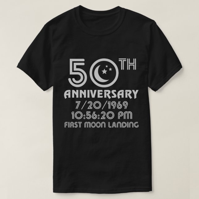 Camiseta 50th Aterragem de lua 1969 - 2019 do aniversário (Frente do Design)