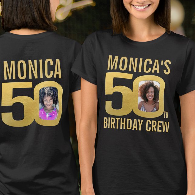 Camiseta 50th birthday crew custom name photo fun  (Criador carregado)