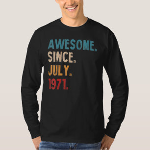 Camiseta 51 anos de idade incrível desde julho de 1971 51º