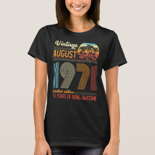 Camiseta 51 anos Vintage agosto de 1971 51º dia