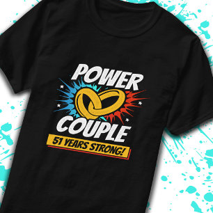 Camiseta 51ruas Aniversário Casados Casais com 51 Anos de F