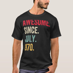 Camiseta 52 anos de idade incrível desde julho de 1970 52º 