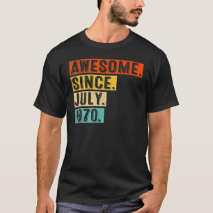 Camiseta 52 anos de idade incrível desde julho de 1970 52º 