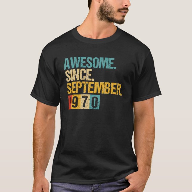 Camiseta 52 Anos De Idade Incrível Desde Setembro De 1970 5 (Frente)