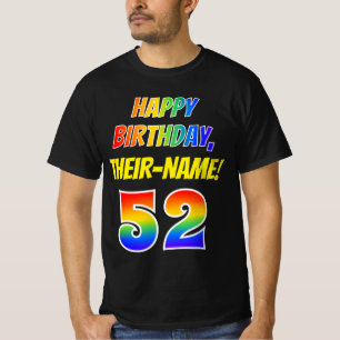 Camiseta 52.o Aniversário — Negrito, Divertido, Rainbow 