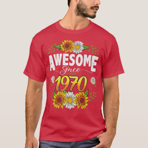 Camiseta 52nd Birthday Awesome Since 1970 Floral Thanksgivi