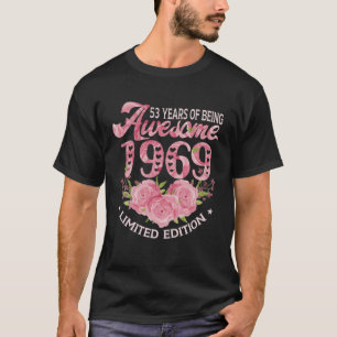 Camiseta 53 Anos De Idade, Rosa, Vintage, 1969, Bday, Prese