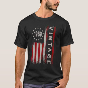 Camiseta 53 anos Vintage 1969 American Flag 53rd Birth