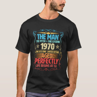 Camiseta 53 Anos Vintage 1970 Man Myth Legend 53Rd Bir