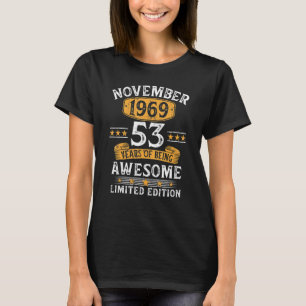 Camiseta 53 anos Vintage 53º aniversário novembro 1969