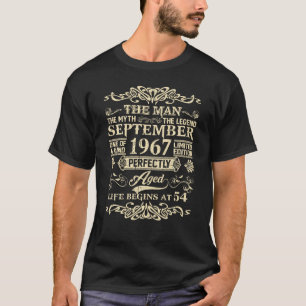 Camiseta 54º aniversário O Homem Mito Lenda setembro de 196