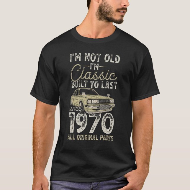 Camiseta 54.º aniversário desde 1970 Carro Clássico com 54  (Frente)