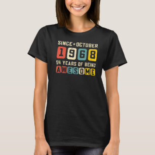 Camiseta 54.º aniversário incrível desde outubro de 1968