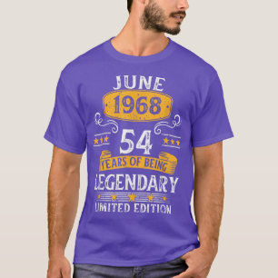 Camiseta 54 anos Legendário desde junho de 1968 54º Nascime