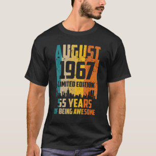 Camiseta 55º aniversário 55 anos incrível desde agosto de 1