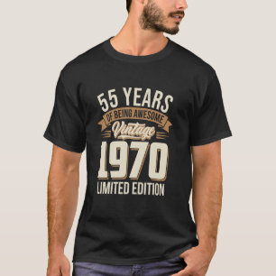 Camiseta 55 Anos Sendo Incrível Vintage 1970 Edição Limitad