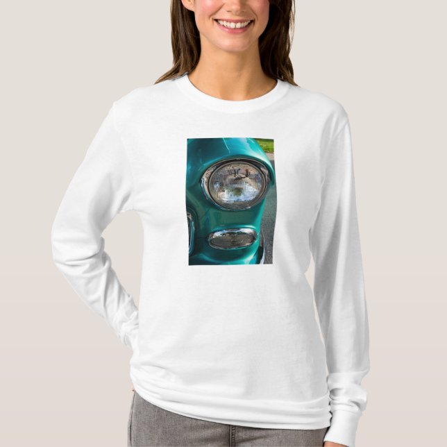 Camiseta 55 Camisa-T de manga comprida com farol Chevy (Frente)
