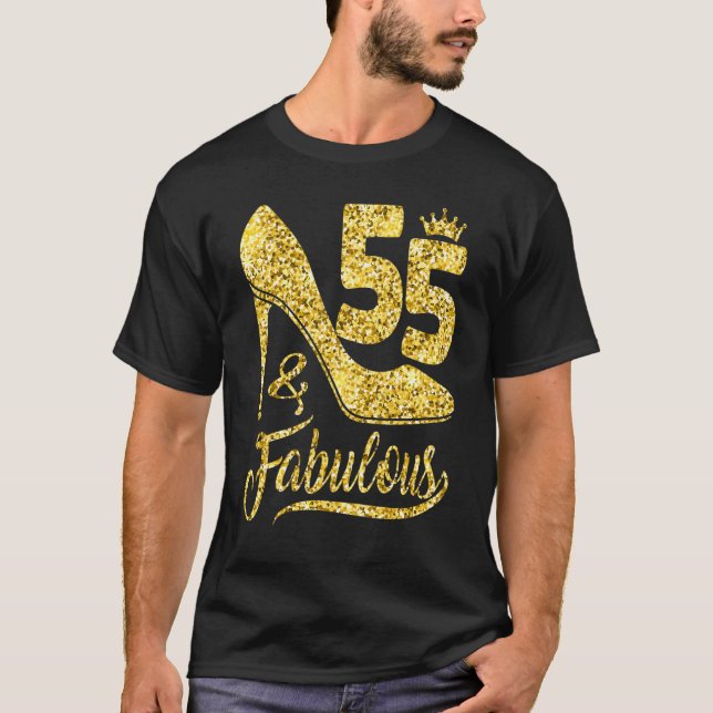 Camiseta 55 e Fabuloso 55 anos 55 anos Aniversário High Hee (Frente)