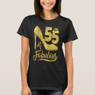 Camiseta 55 e Fabuloso 55 anos 55 anos Aniversário High Hee