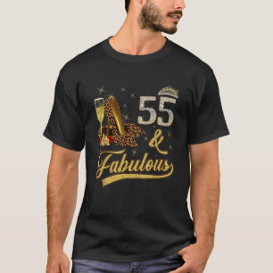 Camiseta 55 Fabuloso 55.º Aniversário Rosa de Vinho Leopard