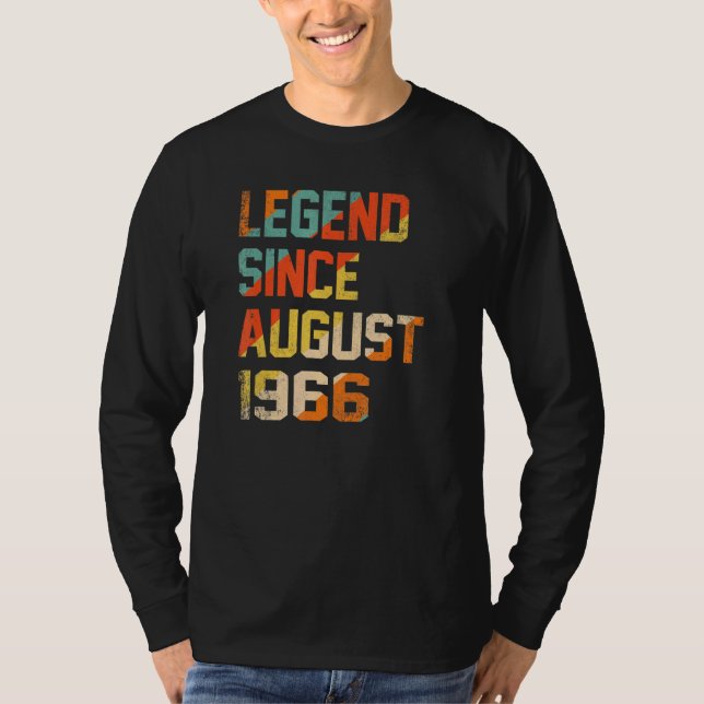 Camiseta 56 Years Old  Legend Since August 1966th Birthday (Frente)