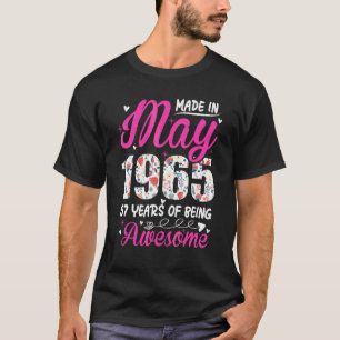 Camiseta 57º aniversário incrível desde maio de 1965 Floral