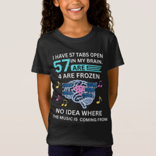 Camiseta 57 Abas Abertas no Meu Cérebro – Engraçado Pensame