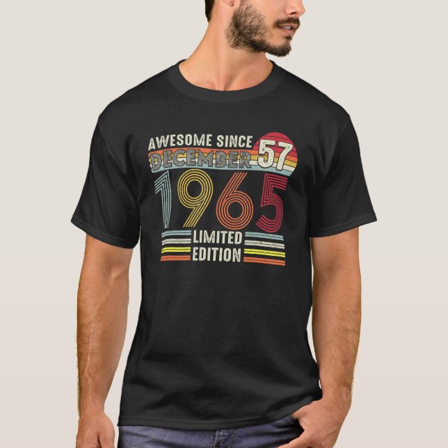 Camiseta 57 anos Dezembro 1965 57º aniversário (Frente)