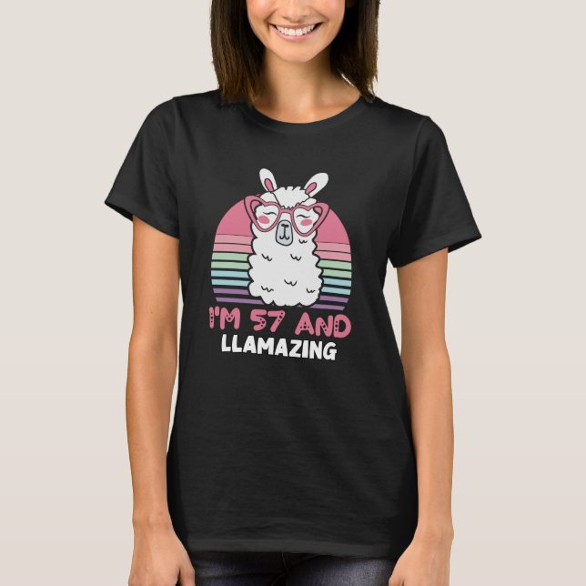 Camiseta 57 Year Old Bday Llamazing 57th Birthday Llama (Frente)