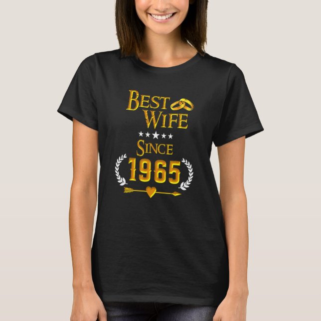 Camiseta 57th Wedding Anniversary Best Wife Since 1965 (Frente)
