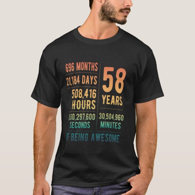 Camiseta 58º aniversário Homens Mulheres Engraçadas 58 anos (Frente)