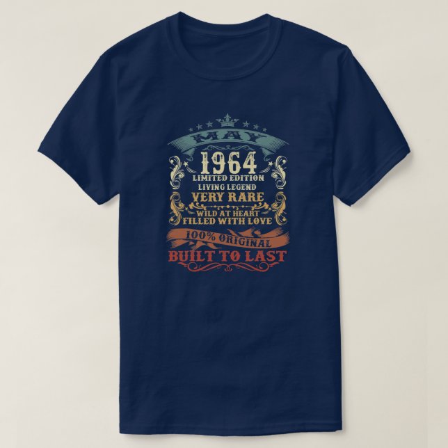Camiseta 58º Aniversário Presente 1964 Anos de Idade Retro  (Frente do Design)