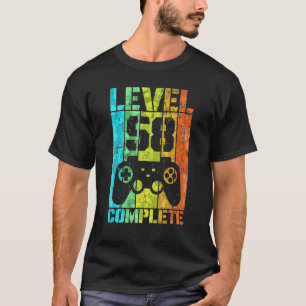 Camiseta 58.º Aniversário Nível de Jogador Completo 58 Anos