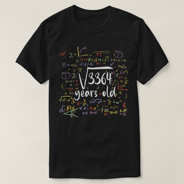 Camiseta 58 Aniversário De 58 Anos Oferece Matemática Quadr (Frente do Design)