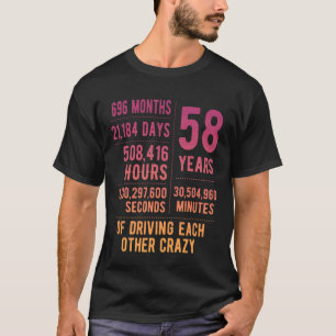 Camiseta 58 Anos Casados Divertido 58º Aniversário de Casam