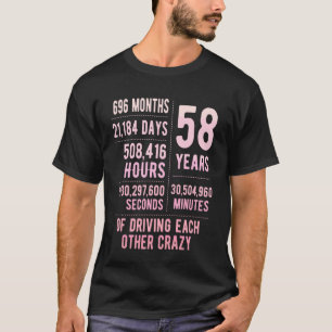 Camiseta 58 Anos Casados Divertido 58º Aniversário de Casam