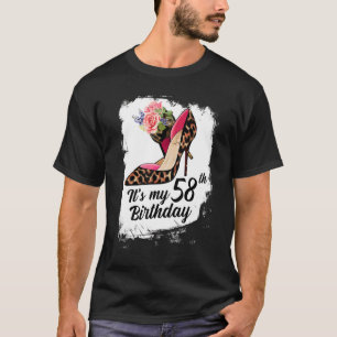 Camiseta 58 Anos de Idade Saltos Leopardos É Meu 58º Aniver
