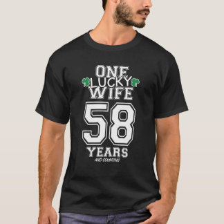 Camiseta 58 Anos Lucky Wife Engraçado Anniver Dia de São Pa