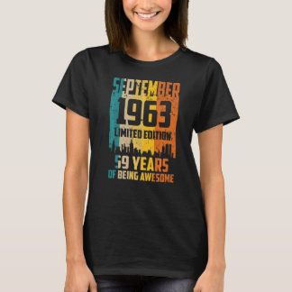 Camiseta 59º aniversário 59 anos incrível desde setembro de