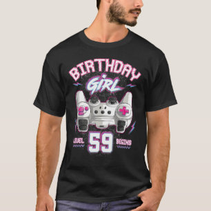Camiseta 59º Aniversário Gamer Nível 59 Começa Video Gam
