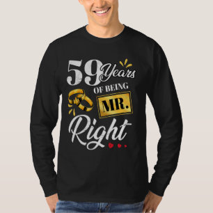 Camiseta 59 Anos De Ser O Sr. Certo Engraçado Casal Casando