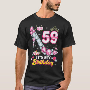Camiseta 59 anos É o meu 59º aniversário, Diamante Rosa Sh