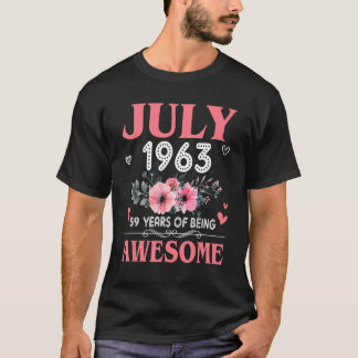 Camiseta 59 Anos Feitos Em Julho De 1963 59º Aniversário Mu