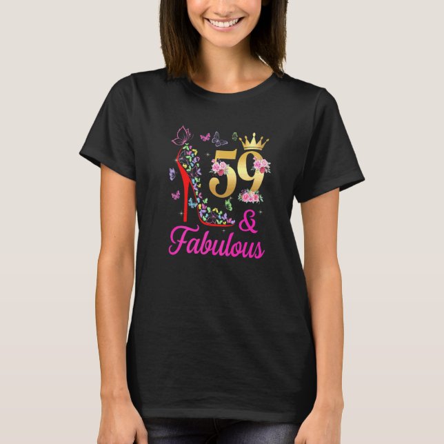 Camiseta 59 e Fabuloso 59 anos 59 dias de idade Borboletas  (Frente)